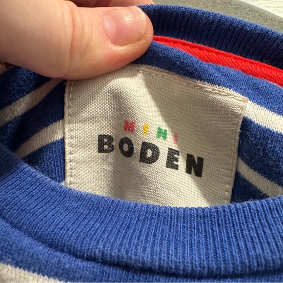 Mini Boden Kids' Stripe Puppy Pocket Appliqué Long Sleeve Top Sweatshirt 4-5y - Picture 7 of 10